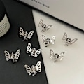 Miniatyrbillede 4 af 5: Glitter Sommerfugl Mini Hårklemmer Damer Pige Glitter Sommerfugl Lille Gripper（sølv）