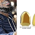 Miniatyrbilde 5 av 5: Huiyouhui 2 stk. 14k gullbelagt gullgrillz munntenner, Hip Hop-tenner vanlig, øvre tann enkelt grillhette for tenner munn, festtilbehør tenngrill