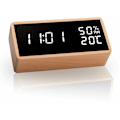 Miniatyrbild 1 av 5: LED-väckarklocka, digital väckarklocka, bordsklocka med röststyrning, datum, temperatur och luftfuktighet, för hem, sovrum, barnrum och kontor