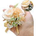 Miniatyrbillede 2 af 5: 2 stk. Champagner Bryllups Boutonniere, Bryllupsblomst Håndleds Corsage, Brudepiger Håndledsblomst Velegnet