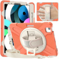 Miniatyrbillede 2 af 5: Nyt Etui Til Ipad Air4 10.9 Tommer Med Skulderrem, Roterende Stativ, Penneholder（Korallorange）