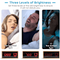 Miniatyrbild 4 av 5: Trädigital väckarklocka, digital klocka med 3 larminställningar, USB-driven elektronisk väckarklocka Snooze väckarklocka, LED-display av tid, temperatur