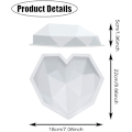 Miniatyrbillede 2 af 4: 3 stk. Valentinsdag diamant hjerteformet silikone kageform silikone kageform 3d bage kage støbeform til chokolade dessert bagning