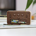 Miniatyrbillede 3 af 4: Batteridrevet LED-vækkeur i træ, smart sensor nattelys, med snooze, dato, temperatur, 12/24 timer omskiftelig, (træ)