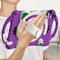 Miniatyrbillede 4 af 5: Kat Design Etui til iPad Mini 1/2/3/4/5 Med Håndrem, Justerbart Stativ, To Håndtag, Faldbeskyttelse（Lilla）