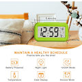 Miniatyrbild 2 av 5: Digital väckarklocka, batteridriven, med smart nattlampa, datum, rumstemperatur, LCD-elektronisk klocka för sovrum, hem, kontor, vardagsrum - rosa