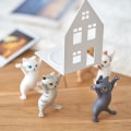 Miniatyrbild 3 av 5: Exklusiva skrivbordsdekorationer i form av katter - utsökta prydnader i harts Gul