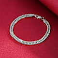 Miniatyrbillede 3 af 5: Sølvfarvet rustfrit stål Curb Cuban Link kædearmbånd unisex til kvinder og mænd（Som vist）