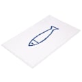Miniatyrbillede 2 af 3: Blå/hvid fiskemønstret skridsikker bademåtte, polyester, 40 x 60 cm hvid