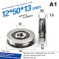 Miniatyrbild 1 av 4: 12*50*13mm Spårhjul Metall U-spår Ståltrådslyfthjul Lager（U）