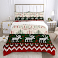 Pikkukuva 1 / 5: Joulupukki jouluvuodevaatteet vuodevaatesarjat Twin Full Queen King Size Xmas poro joulu peitto sarjat pussilakan kodin sisustukseen（Kuten kuvassa）