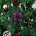 Miniatyrbild 2 av 4: En uppsättning av 12 konstgjorda julgransblommor (lila, 10 cm)