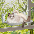 Miniatyrbild 1 av 5: Hopfällbar sladdlös kattfönsterhängmatta med 4 sugkoppar, dubbelsidigt överdrag, metallram, grå
