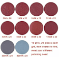 Miniatyrbild 2 av 5: longziming 2 tum sandpapper flocking sandpapper set slipning polering papper pad 200 stycken sandpapper set + svamp pad slipbord