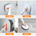 Miniatyrbild 7 av 8: Mop-skrubba med handtag, 3-i-1 borste, skrubbdyna och mikrofiberduk, 133 cm rengöringsborste