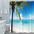 Miniatyrbillede 3 af 5: 180x180 Design Bruseforhæng Tropisk Hav Palme Strand Tekstil Himmel Sky Modstandsdygtig Overfor Mug Curta