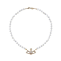 Miniatyrbilde 1 av 4: Kvinners perleplanet farget ol anheng halskjede perlekjede rhinestones choker (gull)