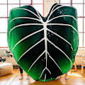 Miniatyrbillede 4 af 5: Kreativ Philodendron Gloriosum Design Tæppe Simulering Blad Plys Tæppe