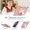 Miniatyrbild 2 av 5: Färgglatt fodral för iPad 10,2 tum 2019 2020 med axelrem, handrem, justerbart stativ, fallskyddsskydd (rosa)
