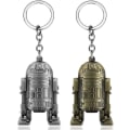 Miniatyrbilde 3 av 4: Star Wars R2-D2 nøkkelring i børstet sølv med robotgravering