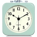 Miniatyrbild 1 av 5: 8,5 cm Aqua Grön Analog Klocka Kvadratisk Tyst Liten Metall Reseklockor för Barn Sovrum Sängbord Vardagsrum Kontor
