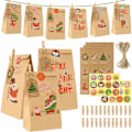 Miniatyrbild 1 av 5: Adventskalender 2022 att fylla själv, 24 adventskalenderpåsar, påsar till jul, DIY julkalender med klistermärken och träklämmor