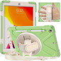 Miniatyrbillede 1 af 5: Nyt håndrem-design etui til iPad 10,2 tommer med skulderrem, justerbart stativ, penneholder, faldsikkert cover（Matcha Green）