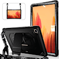 Miniatyrbillede 3 af 5: Shiny Surface Etui til Samsung Tab A7 10.4 Tommer Med Aftagelig Skulderrem, Justerbart Stativ, Opbevaringspose, Fuld Beskyttelse Cover