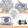 Miniatyrbild 3 av 5: Julgransprydnad med vit snöflingsprojektor, LED-roterande snöflingsprojektor, 3D-blixtljus silver snöflinga trädtopp för jul