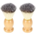 Miniatyrbillede 1 af 5: Nylon barberkoste, barberkoste med træhåndtag, luksuriøst professionelt hår salonværktøj til mænd (2 stk., træfarve)