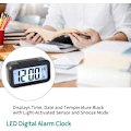 Miniatyrbillede 2 af 5: LED Digitalt Vækkeur med Sensorlys til Registrering af Tid og Temperatur Reference, Sort
