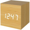 Miniatyrbild 1 av 5: 1 st digital väckarklocka i trä, väckarklocka med USB-batteridriven skrivbordsklocka, kubklocka (bambufärg)