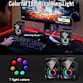 Miniatyrbild 2 av 5: Mini RGB-stereohögtalare för PC-skrivbord med färgglad LED-belysning för dator och bärbar dator