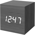 Miniatyrbillede 1 af 3: 1 stk. Digitalt vækkeur i træ - USB-batteridrevet bordur - terningformet ur (sort)