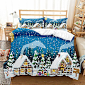 Miniatyrbild 1 av 5: Jul Quilt Set Jul Sängkläder Quilt Sängkläder Semester Xmas Heminredning Lätt Quilt Överkast Med 2 Kuddfodral（Som visas）