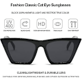 Miniatyrbilde 3 av 4: Par med firkantede Cat Eye solbriller til kvinner, fasjonable oversized Cat Eye klassiske solbriller til kvinner (svart ramme med grå linser)