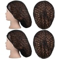 Miniatyrbillede 3 af 3: 4 stk. Mesh Hårnet Blødt Strik Snood Hat Sove Hæklet Hårnet Langt Hår Net Snoods Cover Hæklet Hår Net Cap Hår