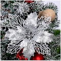 Miniatyrbild 1 av 5: En uppsättning av 12 konstgjorda julgransblommor (silver, 10 cm)