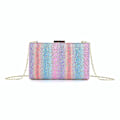 Miniatyrbilde 3 av 3: Kvinners Aftenveske Clutch Bag Regnbue Glitter Paljetter Middag Skulder Håndveske（Lys farge)