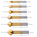 Miniatyrbild 3 av 5: Försänkta metallträ, titan försänkare Hss 90 graders fas 6,3 mm, 8,3 mm, 10,4 mm, 12,4 mm, 16,5 mm, 20,5 mm