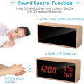 Miniatyrbild 3 av 5: Trädigital väckarklocka, digital klocka med 3 larminställningar, USB-driven elektronisk väckarklocka Snooze väckarklocka, LED-display av tid, temperatur