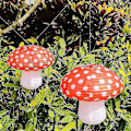 Miniatyrbild 2 av 3: 3 st stora svampformade papperslyktor för skogs- och djungeltemafester