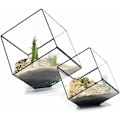 Miniatyrbild 2 av 5: Glasblomkruka med geometriska glasbitar för terrarium heminredning köttig växtblomkruka - Koppar longziming