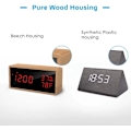 Miniatyrbild 5 av 5: Trädigital väckarklocka, digital klocka med 3 larminställningar, USB-driven elektronisk väckarklocka Snooze väckarklocka, LED-display av tid, temperatur