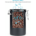 Miniatyrbild 3 av 5: Lufttät kaffeförvaring behållare för kaffebönor med CO2-ventil med måttsked 1,8L (svart)