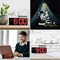 Miniatyrbild 5 av 5: Digital väckarklocka batteridriven, LED reseväckarklockor bredvid elnätsdriven icke tickande med temperatur datum tid ljusstyrka justerbar för Ki