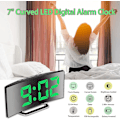 Miniatyrbild 2 av 5: Digital väckarklocka för sovrum, 7'' LED-spegelskärm, 2 ljusstyrkor, 12/24H, temperatur, datum, nattlampa, snooze, USB-laddning och batteridriven