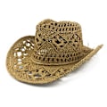 Miniatyrbillede 1 af 5: Flettet stråcowboyhat til mænd og kvinder - sommerhat til stranden - justerbar