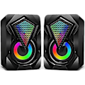 Miniatyrbild 1 av 5: Mini RGB-stereohögtalare för PC-skrivbord med färgglad LED-belysning för dator och bärbar dator