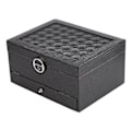Miniatyrbillede 5 af 5: Husholdnings Smykke Opbevaringsboks Vandtæt PU Læder Smykke Etui Dobbelt Lag Opdeling Stor Kapacitet Ornament Organizer Sort
